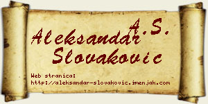 Aleksandar Slovaković vizit kartica